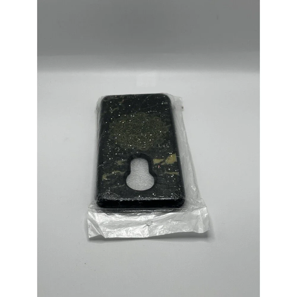 Moto G7 Power Case Glitter Mandala Shockproof Protective Cover Black